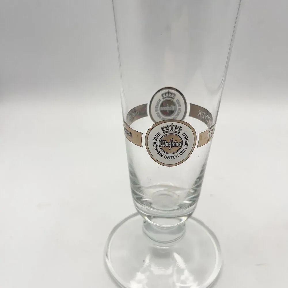 Vintage German Warsteiner .4L Beer Glass with Gold Rim